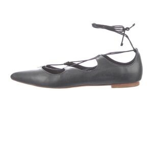 Loeffler Randall Black Leather Lace-Up Flats